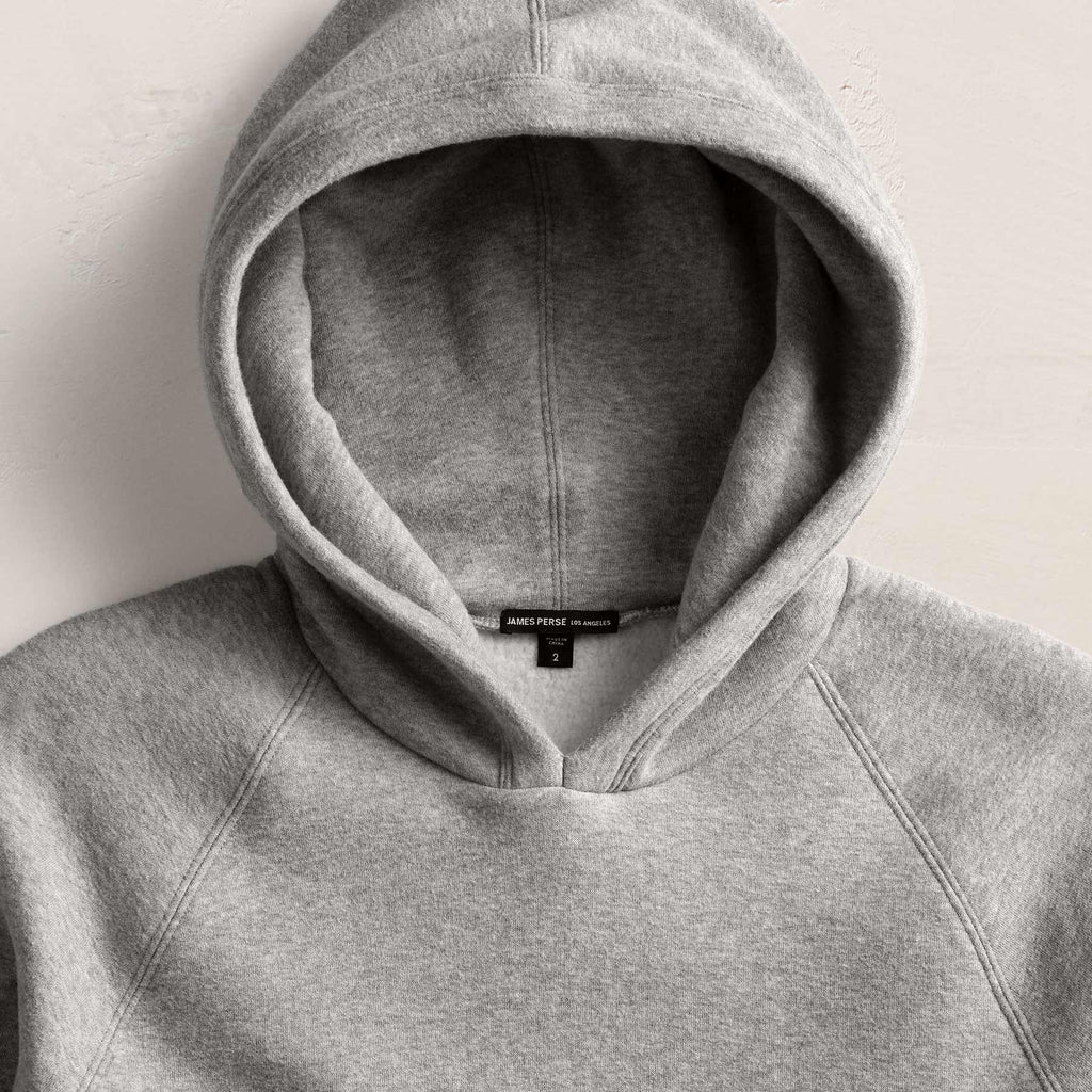 James Perse MVNS3720 Hooded Sweatshirt Heather Grey Cotton Fleece