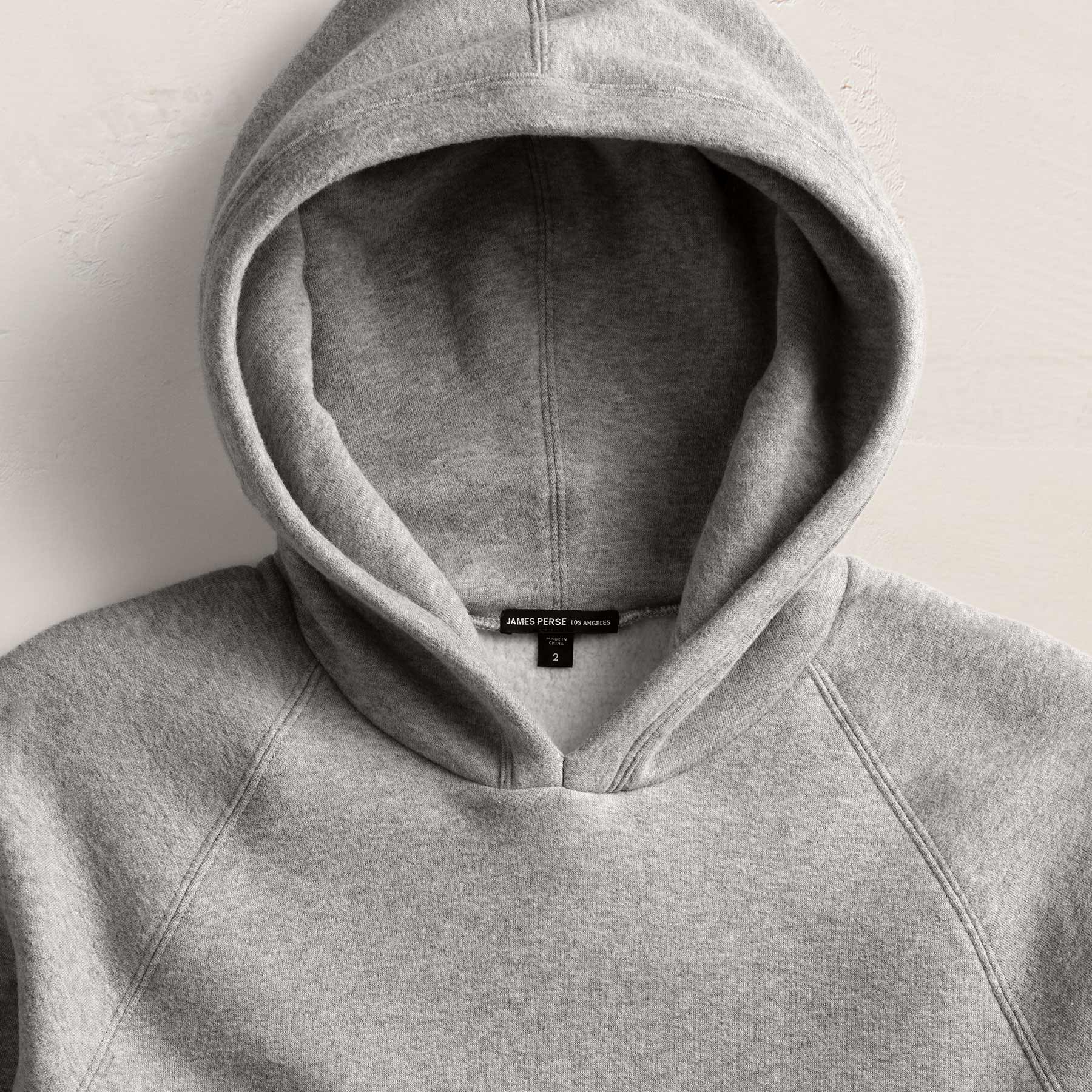 James Perse MVNS3720 Hooded Sweatshirt Heather Grey Cotton Fleece