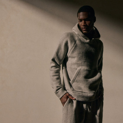 James Perse MVNS3720 Hooded Sweatshirt Heather Grey Cotton Fleece